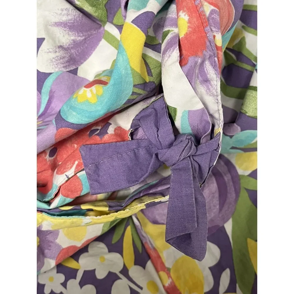 Pottery Barn Kids Poppy Duvet Cover Full / Queen Purple Multi Floral Tie Closure